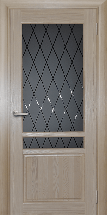 Дверь из массива Вега Ясень белый Стекло с рисунком Ромб - фото 1
